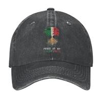 YUHUPMXAV Gorra de béisbol Vintage Proud of My Italian Roots Estilo Unisex Vaqueros Desgastados con Sombrero Snapback Lavado Gorra de Regalo con Bandera de Italia