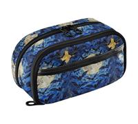 Yuiboo Blue Wolf Full Moon Night - Bolsa elástica para bolígrafos, portátil, gran capacidad, resistente al agua, suministros de vuelta a la escuela