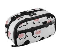 Yuiboo Bolsa para bolígrafos con múltiples ranuras y diseño de vaca manchada blanca y negra, portátil, de gran capacidad, resistente a desgarros para adolescentes y niños