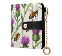 Yuiboo Brown Tone Daisies - Cartera plegable pequeña para mujer, práctica y compacta, con 7 ranuras para tarjetas, para uso diario, Thistle Bee Garden, one size, Art Deco