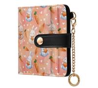 Yuiboo Bunny & Carrot Light - Cartera plegable compacta para mujer, de piel sintética, portátil, para mujeres y niñas