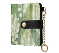 Yuiboo Cartera plegable de cuero para mujer, diseño de girasol y flores silvestres, minimalista, impermeable, cierre magnético para uso diario, Lily of The Valley, one size, Art Deco