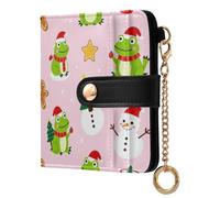 Yuiboo Cartera plegable de piel rústica con calavera de vaca para mujer, bonita e impermeable, cierre magnético como regalo, Muñeco de nieve de rana navideña, one size, Art Deco
