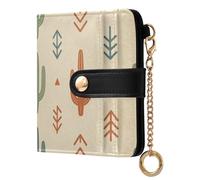Yuiboo Cartera plegable de piel rústica con calavera de vaca para mujer, bonita e impermeable, cierre magnético como regalo, Estampado de cactus bohemio, one size, Art Deco