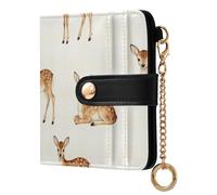 Yuiboo Cartera plegable de piel rústica con calavera de vaca para mujer, bonita e impermeable, cierre magnético como regalo, Acuarela de ciervo cervatillo, one size, Art Deco