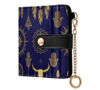 Yuiboo Cartera plegable de piel rústica con calavera de vaca para mujer, bonita e impermeable, cierre magnético como regalo, Boho Sun Skull Art, one size, Art Deco