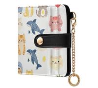 Yuiboo Cartera plegable de piel rústica con calavera de vaca para mujer, bonita e impermeable, cierre magnético como regalo, Lindos amigos de animales, one size, Art Deco