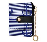 Yuiboo Cartera plegable de piel rústica con calavera de vaca para mujer, bonita e impermeable, cierre magnético como regalo, Diseño azul océano, one size, Art Deco
