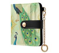 Yuiboo Colorful Sea Creature Ocean - Cartera plegable para mujer, cierre magnético compacto único como regalo, Plumas de pavo real océano, one size, Art Deco
