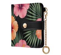 Yuiboo Colorful Star Floral - Cartera clásica plegable portátil compacta con cierre magnético para viajes diarios, Floral de hibisco tropical, one size, Art Deco