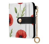 Yuiboo Colorful Star Floral - Cartera clásica plegable portátil compacta con cierre magnético para viajes diarios, Acuarela amapola roja, one size, Art Deco