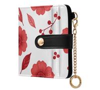 Yuiboo Colorful Star Floral - Cartera clásica plegable portátil compacta con cierre magnético para viajes diarios, Fondo blanco de amapola roja, one size, Art Deco
