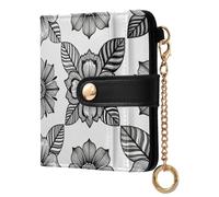 Yuiboo Colorful Star Floral - Cartera clásica plegable portátil compacta con cierre magnético para viajes diarios, Línea negra y blanca floral, one size, Art Deco