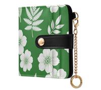 Yuiboo Colorful Star Floral - Cartera clásica plegable portátil compacta con cierre magnético para viajes diarios, Helecho floral verde y blanco, one size, Art Deco