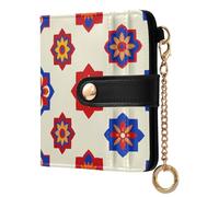 Yuiboo Colorful Star Floral - Cartera clásica plegable portátil compacta con cierre magnético para viajes diarios, Estrella colorida floral, one size, Art Deco