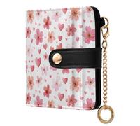 Yuiboo Flower & Heart Light - Cartera plegable para mujer con ranuras para tarjetas, cartera portátil de piel sintética de alta calidad para niñas y mujeres