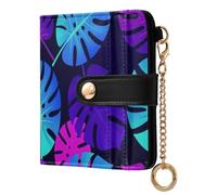Yuiboo Goat Head Sketch - Cartera plegable de piel sintética con cierre magnético para viajes diarios, Hojas tropicales de Monstera, one size, Art Deco