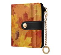 Yuiboo Goat Head Sketch - Cartera plegable de piel sintética con cierre magnético para viajes diarios, Arce cálido de otoño, one size, Art Deco