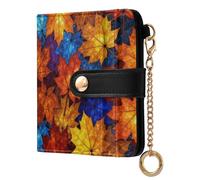 Yuiboo Goat Head Sketch - Cartera plegable de piel sintética con cierre magnético para viajes diarios, Arce otoñal vibrante, one size, Art Deco