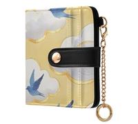 Yuiboo Golden Sun & Blue Bird Skies - Cartera plegable de piel sintética única para uso diario para mujeres y niñas