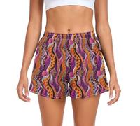 Yuiboo Pantalones cortos deportivos naranjas para mujer, con cintura elástica para adolescentes, Patrón abstracto naranja, M