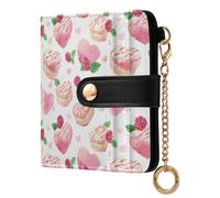 Yuiboo Pastry & Heart Light - Cartera plegable portátil compacta de piel sintética para mujeres y niñas