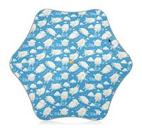 Yuiboo Sheep Leap in Light Blue Fresh Cartoon Style - Paraguas para niños pequeños, resistentes a los rayos UV, con tira reflectante de viaje con cierre a prueba de pellizcos y mango de gancho de