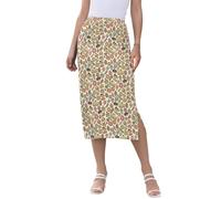 Yuiboo Sweet Treats - Falda de cintura alta para mujer, color beige, falda midi con abertura para el verano, Varios colores, XL