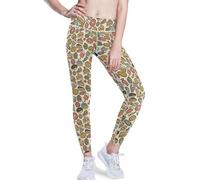 Yuiboo Sweet Treats - Leggings deportivos de yoga para mujer, con bolsillos, color beige, Varios colores, Large