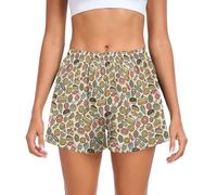 Yuiboo Sweet Treats Ouick Dry - Pantalones cortos deportivos para mujer, color beige, Sweet Treats Beige, S