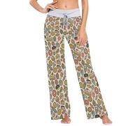 Yuiboo Sweet Treats - Pijama beige para mujer con pantalones, pantalones de pijama para mujer para vacaciones, Varios colores, M
