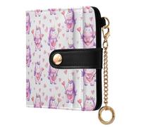 Yuiboo Unicorns & Heart Light - Cartera plegable minimalista de piel sintética para mujer y hombre