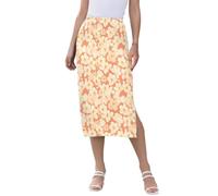 Yuiboo Unique Flowers - Falda midi elástica para mujer, falda de fin de semana con abertura, Flores únicas, S