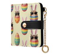 Yuiboo Western Cowgirl and Cactus - Cartera plegable de piel sintética con cierre magnético para regalo, Conejo de Pascua con huevos de colores, one size, Art Deco