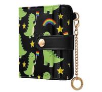 Yuiboo Western Cowgirl and Cactus - Cartera plegable de piel sintética con cierre magnético para regalo, Fondo negro, dinosaurio, arco iris, one size, Art Deco