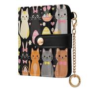 Yuiboo Western Cowgirl and Cactus - Cartera plegable de piel sintética con cierre magnético para regalo, Gato de Pascua con huevos de colores, one size, Art Deco