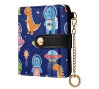 Yuiboo Western Cowgirl and Cactus - Cartera plegable de piel sintética con cierre magnético para regalo, Ufo de dinosaurio azul marino, One Size, Decoración de arte