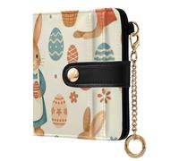 Yuiboo Western Cowgirl and Cactus - Cartera plegable de piel sintética con cierre magnético para regalo, Conejo de Pascua retro con huevos, one size, Art Deco
