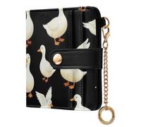 Yuiboo White Gooses Silhouette - Cartera plegable pequeña para mujer, compacta, con 7 ranuras para tarjetas, para viajes diarios, Silueta de gansos blancos, one size, Art Deco