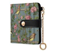 Yuiboo Yellow Damask Blooms - Cartera plegable portátil de piel sintética para mujer, 7 ranuras para tarjetas, para ir de compras, Blue Bird Rose Garden, one size, Art Deco