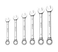 YUIHATF Llave Combinada de Doble Uso con Trinquete, 6-32mm, Juego Herramientas Combinado, Boca Curva, Longitud Extendida(6 wrenches)