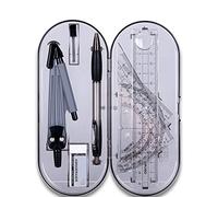 YUIP 8 piezas Set de Geometría Juego de Brújula de Geometría Estuche Dibujo Maths Kit para Escuela con Cuadrados y Brújula Transportador Regla Portaminas Recargas de Lápiz Borrador
