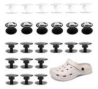Yuiturt 24 pares de botones Crocs de repuesto, remaches de 16 mm y botones de presión, color negro/blanco/cocodrilo, incluye 24 piezas para madre y padre, compatible con sandalias y zuecos estilo