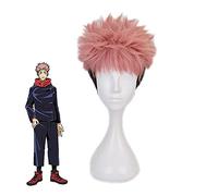 Yuji Itadori Cosplay Wig Anime Jujutsu Kaisen Black Pink Spiky Hair Heat Resistant Synthetic Hair with Wig Cap Men Party Wig