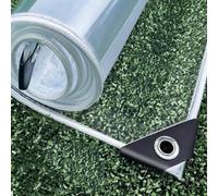 YUJIANHUAA Lona Transparente de PVC con Ojales,Impermeable,Resistente al Polvo,Aislante para Plantas,para Exteriores,Plantas,Invernadero,Jardín,Muebles,Mascotas,Techo (2.3m x 2.8m)