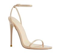 YUJIEBB - Sandalias de charol puntiagudas de una línea con cordones, sexy, de tacón alto, para banquete, talla grande, para mujer, Khaki, 41 EU