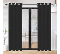 YUJINLIU Cortinas Opacas Dormitorio 1 Piezas 100 x 120 cm Poliéster, 100% Blackout con Ojales Cortinas Blackout Salon Modernas para Dormiotorio, Negro