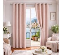 YUJOQUP Cortinas Dormitorio Salon Opacas Moderna con Ojales, Cortina Aislante Termica de Lino, Cortinas Blackout Anti Luz para Salón Ventana Habitación (Rosa, 160 x 120 cm)
