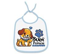 Yujuuu Babero personalizado con nombre o texto. Niño o Niña. Regalo Original. (Buen provecho perrito chico)