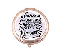 Yujuuu espejo de bolso personalizado con nombre o texto. Regalo Original. (Todas las guapas nacimos... pon tu mes)